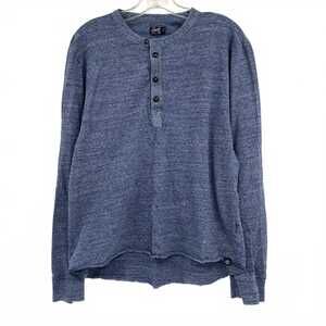 Grayers Blue Long Sleeve Henley Shirt | Men’s M Cotton, Regular Fit